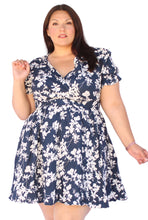Load image into Gallery viewer, BLOOMCHIC NAVY FLORAL MINI DRESS, SIZES 14, 16, 18, 20, 22