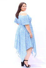 Load image into Gallery viewer, Bloomchic Handkerchief Hem Cold Shoulder Dress, Size 20, 22