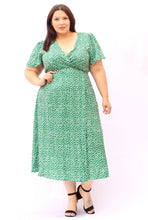 Load image into Gallery viewer, Bloomchic Green Midi Flower Wrap Dress 18, 20, 22