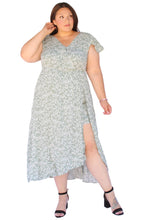 Load image into Gallery viewer, BLOOMCHIC GREEN V-NECK SPLIT DRESS BUILT IN SHORTS, SIZES 14, 16, 18, 20, 22