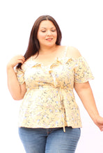 Load image into Gallery viewer, Bloomchic Tie Waist Cold Shoulder Top. Sizes 18, 20, 22, 30