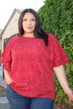 Load image into Gallery viewer, Bloomchic Crew Neck Ruffle Tiered Sleeve Blouse, MULTIPLE COLORS & SIZES