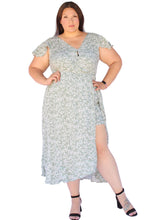 Load image into Gallery viewer, BLOOMCHIC GREEN V-NECK SPLIT DRESS BUILT IN SHORTS, SIZES 14, 16, 18, 20, 22