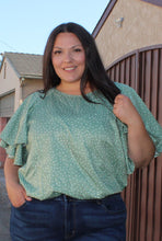 Load image into Gallery viewer, Bloomchic Crew Neck Ruffle Tiered Sleeve Blouse, MULTIPLE COLORS & SIZES