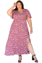Load image into Gallery viewer, BLOOMCHIC DITSY DUSTY PINK FLORAL SPLIT HEM FLUTTER SLEEVE POCKETS DRESS, SIZES 12, 14, 16, 18, 20, 22