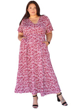 Load image into Gallery viewer, BLOOMCHIC DITSY DUSTY PINK FLORAL SPLIT HEM FLUTTER SLEEVE POCKETS DRESS, SIZES 12, 14, 16, 18, 20, 22