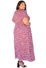 Load image into Gallery viewer, BLOOMCHIC DITSY DUSTY PINK FLORAL SPLIT HEM FLUTTER SLEEVE POCKETS DRESS, SIZES 12, 14, 16, 18, 20, 22