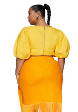 Load image into Gallery viewer, Fashion to Figure Yellow Puff Sleeve Crop Top , Size 3X