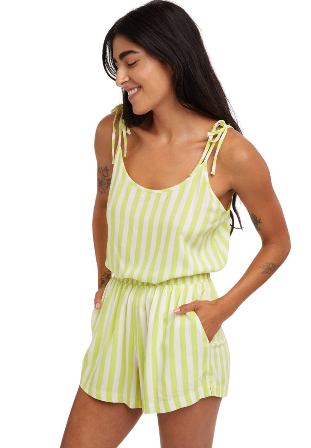 Ban.do Green and White Stripe Tank and Cami Set, Size 2X