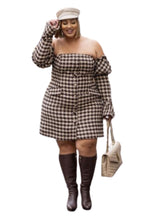 Load image into Gallery viewer, Fashion To Figure Brown Houndstooth Blazer Dress, Size 3