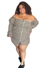 Load image into Gallery viewer, Fashion To Figure Brown Houndstooth Blazer Dress, Size 3