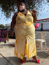 Load image into Gallery viewer, The Plus Bus Line Yellow and White Buttercream Maxi Dress, 1X-5X avail!