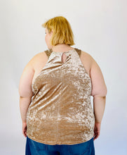 Load image into Gallery viewer, Porridge Cream Crushed Velvet Halter-Style Tank, Size 3X