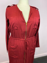 Load image into Gallery viewer, Hope & Harvest Silky Red Full Zip Shirt Dress, Size S