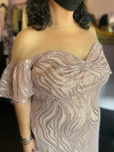 Load image into Gallery viewer, Tadashi Shoji Geometric Sequin Off-the-Shoulder Style Gown with Sheer Mesh Neckline, Size 16