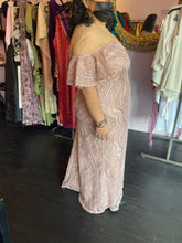 Load image into Gallery viewer, Tadashi Shoji Geometric Sequin Off-the-Shoulder Style Gown with Sheer Mesh Neckline, Size 16