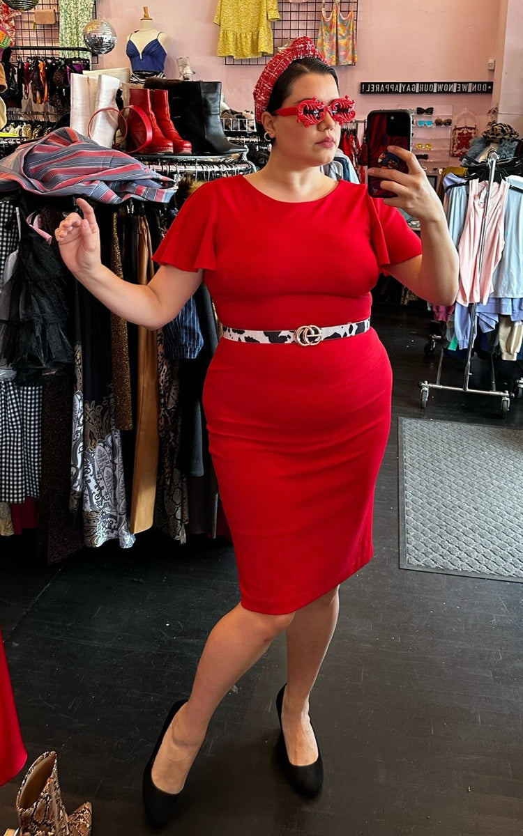 Calvin klein red sheath dress online