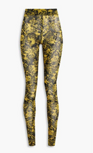 Load image into Gallery viewer, GANNI Black and Yellow Floral Mesh Leggings, Size 16/18 and 22/24