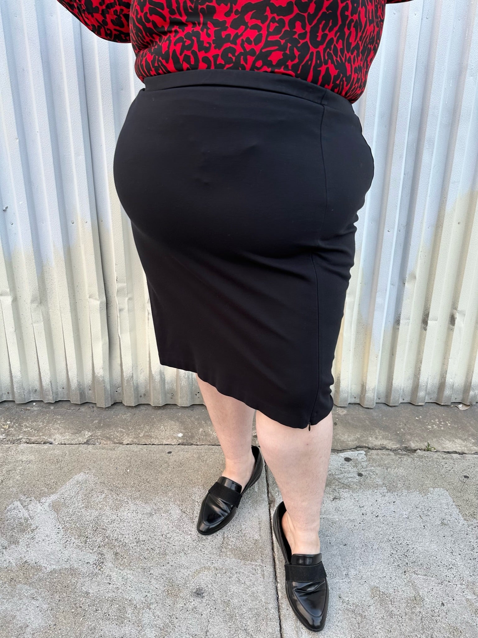 Lane Bryant Black Midi Skirt with Convertible High Side Slit