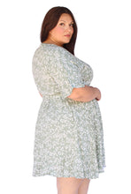 Load image into Gallery viewer, BLOOMCHIC GREEN DITSY MINI DRESS, SIZES 12, 14, 18, 22, 24
