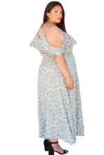 Load image into Gallery viewer, BLOOMCHIC GREEN DRAPE COLD SHOULDER DRESS, SIZES 12, 20, 22
