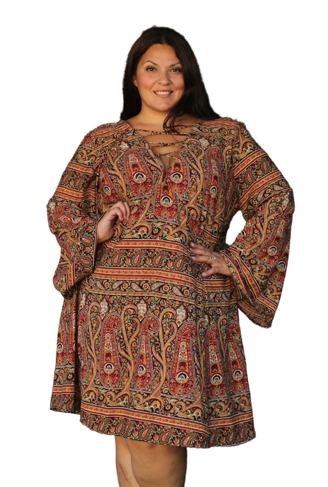 ASOS Paisley Tie Up Front Dress, Size 24