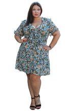 Load image into Gallery viewer, ASOS Black/Blue/Brown/Green Floral Cut-Out Back Mini Dress, Size 18
