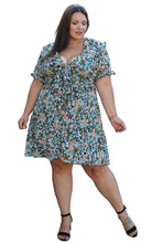 Load image into Gallery viewer, ASOS Black/Blue/Brown/Green Floral Cut-Out Back Mini Dress, Size 18
