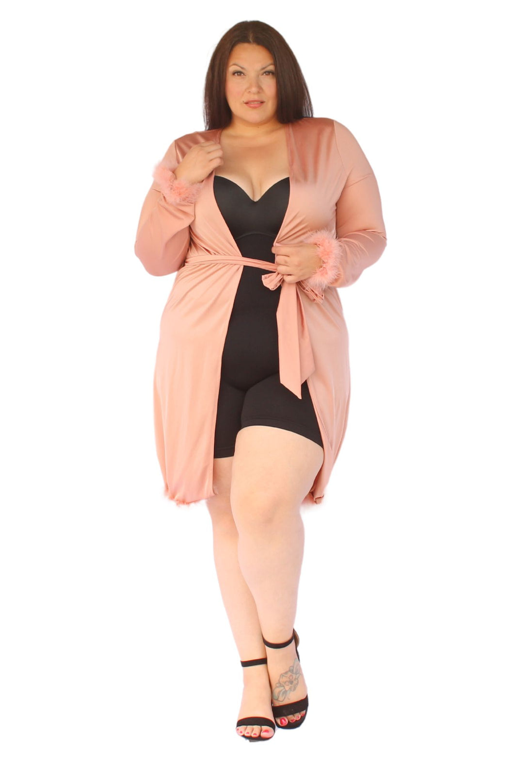 FashionNova Dusty Pink Crop and Duster Set, Size 2X