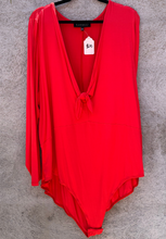 Load image into Gallery viewer, Eloquii Tie Front V-Neck Bodysuit 26/28
