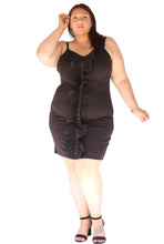 Load image into Gallery viewer, Fashion To Figure Black Ruffle Front Zipper Detail Dress, Size 2X
