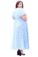 Load image into Gallery viewer, Bloomchic Flutter Sleeve Blue Floral Pocket Maxi Dress, Size 12, 16, 18, 20, 22
