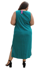 Load image into Gallery viewer, Studio Ease Woman Vintage Teal Tank Dress w/ Embroidered Floral, Size 18W
