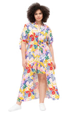 Load image into Gallery viewer, Eloquii Rainbow Multicolor Floral Romper with Walk-Through Train, Size 16
