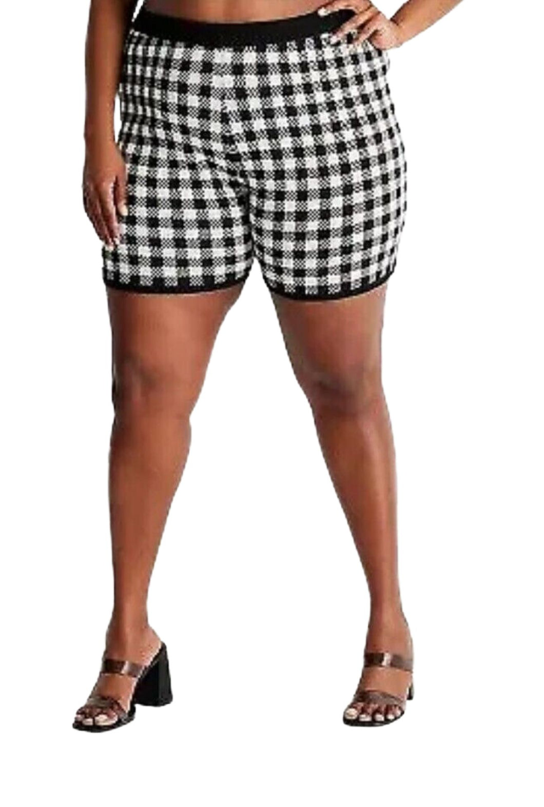 Future Collective Black and White Gingham Shorts, Size XL