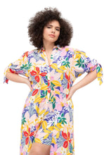 Load image into Gallery viewer, Eloquii Rainbow Multicolor Floral Romper with Walk-Through Train, Size 16
