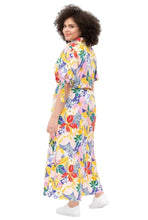 Load image into Gallery viewer, Eloquii Rainbow Multicolor Floral Romper with Walk-Through Train, Size 16
