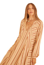 Load image into Gallery viewer, Natalie Martin Cream and Brown Striped Maxi, Size L
