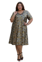 Load image into Gallery viewer, Yellow/Brown/Black Sequin Leopard T-Shirt Dress, 3XL
