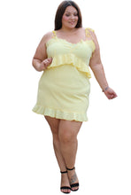 Load image into Gallery viewer, Reveuse Yellow &amp; White Gingham Mini Print Ruffled Mini, Size 2X

