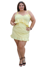 Load image into Gallery viewer, Reveuse Yellow &amp; White Gingham Mini Print Ruffled Mini, Size 2X
