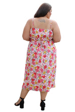 Load image into Gallery viewer, LOFT White/Orange/Pink/Yellow Floral Faux Wrap w/ Ruffles, Size XXL
