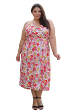 Load image into Gallery viewer, LOFT White/Orange/Pink/Yellow Floral Faux Wrap w/ Ruffles, Size XXL
