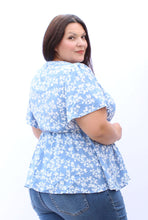 Load image into Gallery viewer, Bloomchic Surplice Blue Floral Blouse. Sizes 14, 16
