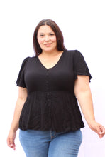 Load image into Gallery viewer, Bloomchic Ruffle Sleeve Button Detail Top, Multiple Colors and Sizes
