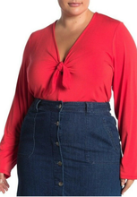 Load image into Gallery viewer, Eloquii Tie Front V-Neck Bodysuit 26/28
