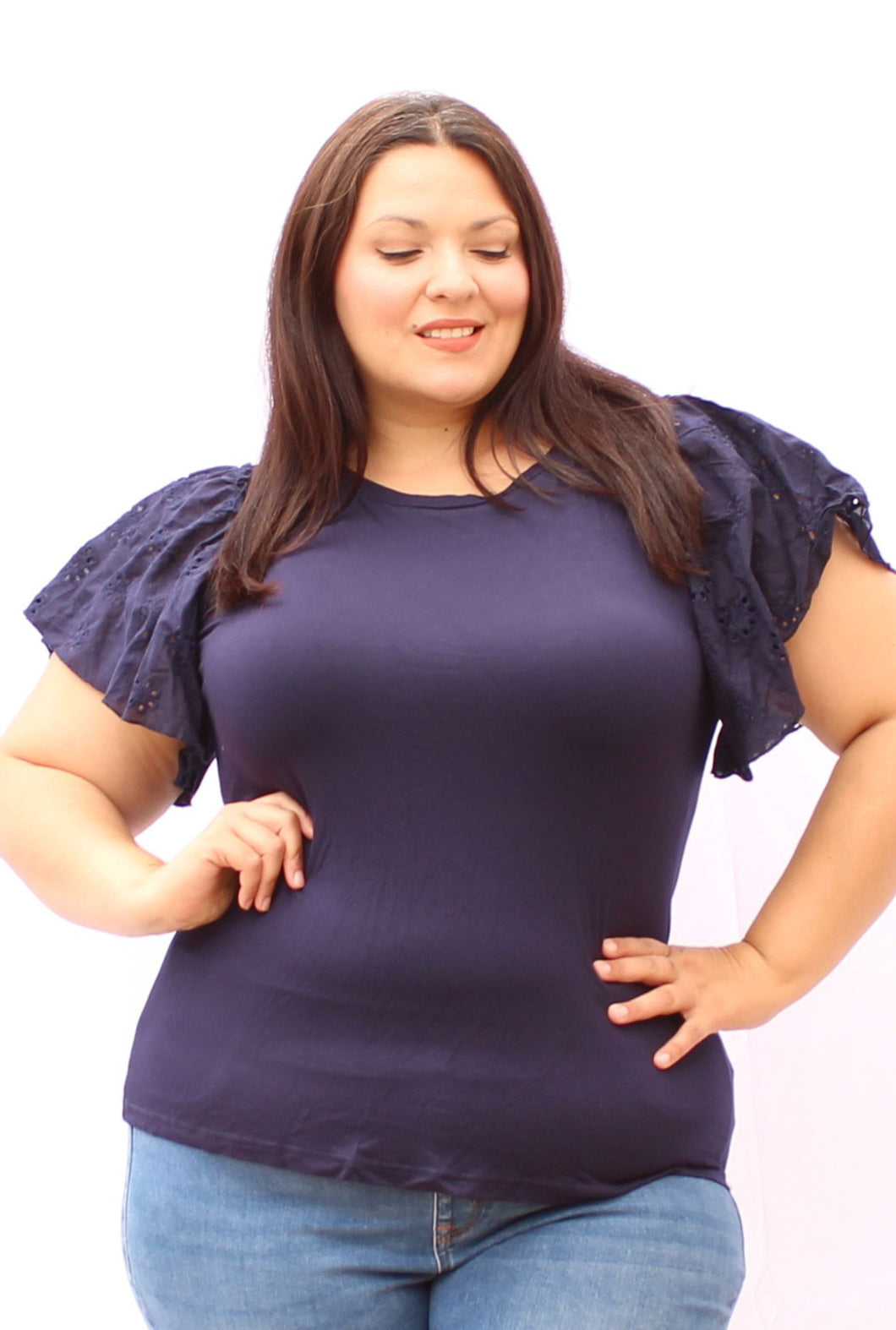 Bloomchic Fitted Large Flutter Sleeve Top. Sizes 14, 20
