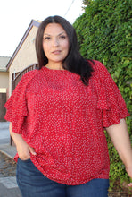 Load image into Gallery viewer, Bloomchic Crew Neck Ruffle Tiered Sleeve Blouse, MULTIPLE COLORS &amp; SIZES
