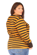 Load image into Gallery viewer, Brown &amp; Black Horizontal Striped Long Sleeve, Size XXL
