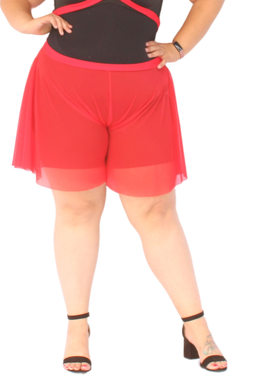 Chub Rub Sheer Red Shorts, Size 2X